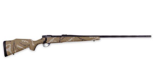 Weatherby Vanguard Outfitter 25-06 Bolt Action Rifle has a brown camo stock